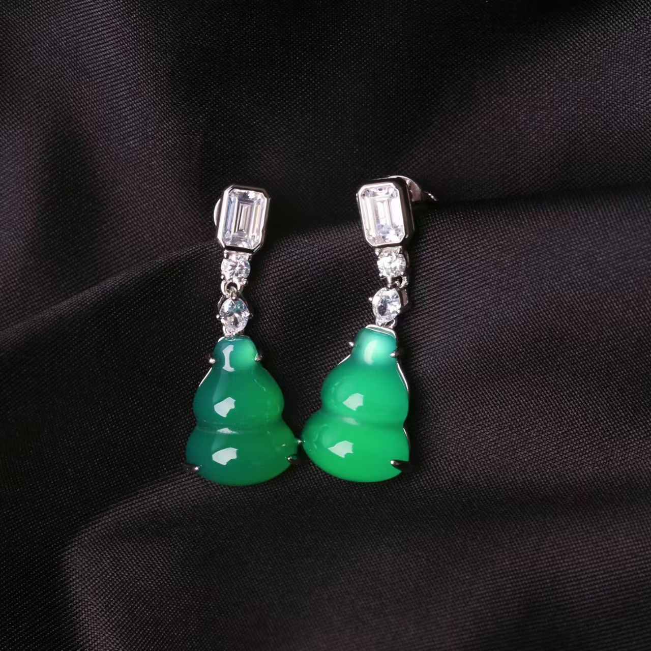 EDFNOT/杨红霞汝意 非金属合成锆石耳饰 SDJ绿色葫芦耳坠JD113