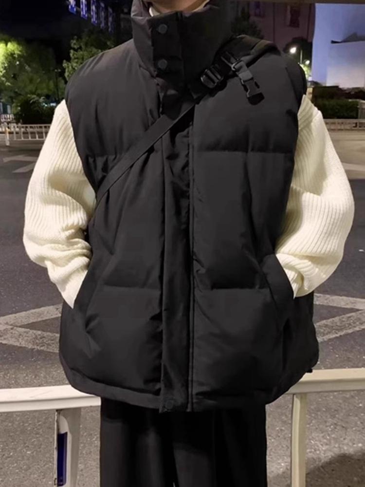 波司豋痞帅冬季大码加厚羽绒服马甲男潮流无袖棉衣宽松立领坎肩背