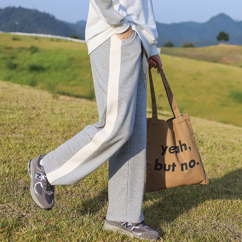 大童少女直筒阔腿裤新款2025春秋装初中生运动时尚九分裤高中学生