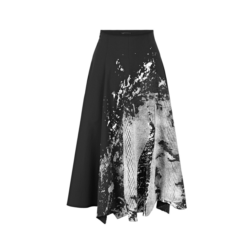 S·DEER圣迪奥女装休闲高腰针织印花不规则A字长裙S21481102