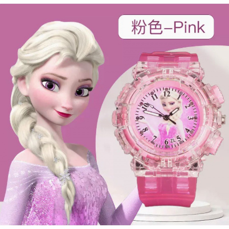 卡通发光手表爱莎公主女孩开发智力夜光手表儿童儿童玩具3-6岁
