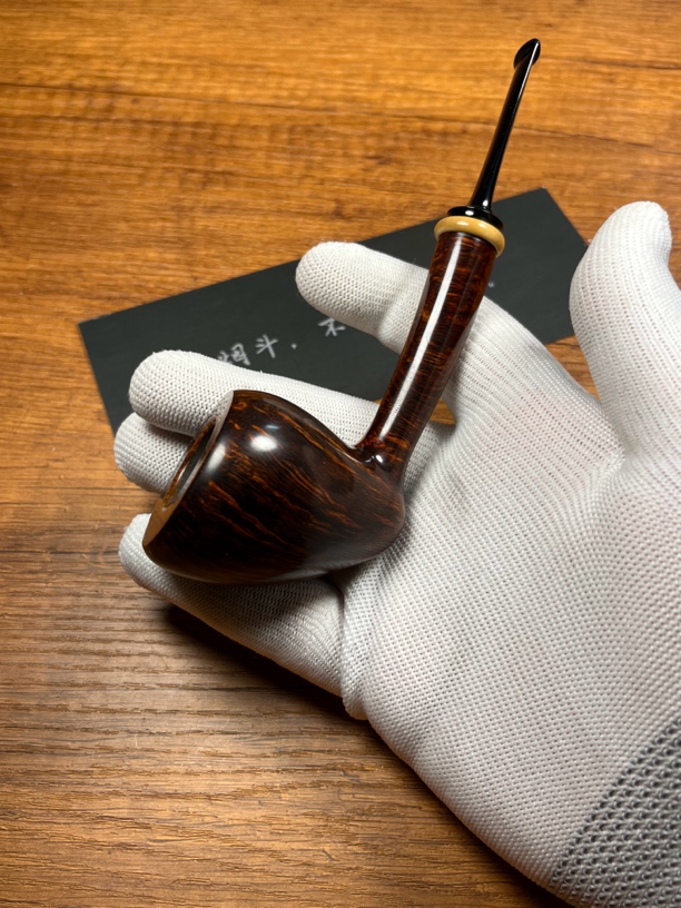 天津小郑手工光面把长腿橡果石楠木烟斗