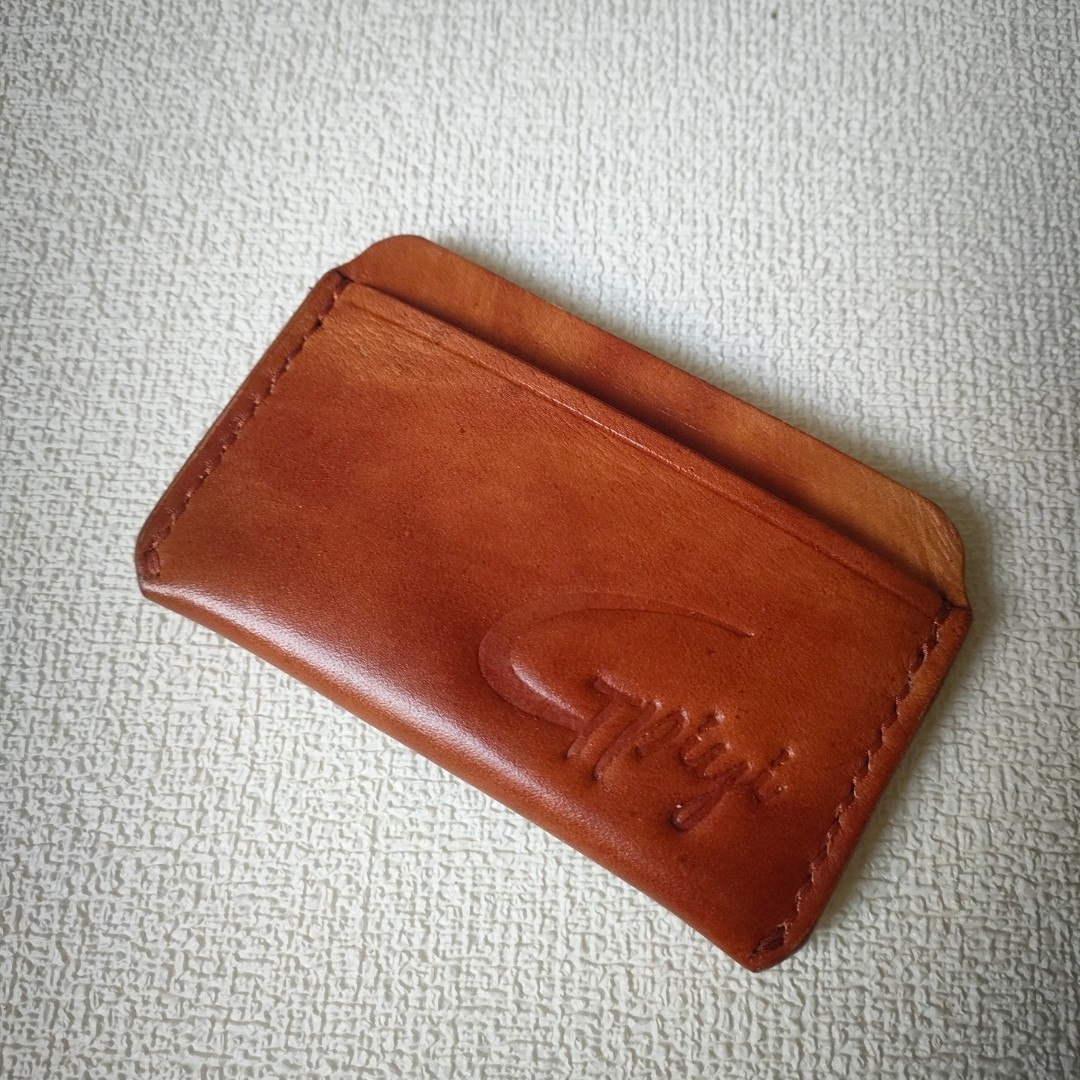 小卡包棕色头层植鞣牛皮纯手工真皮皮卡包