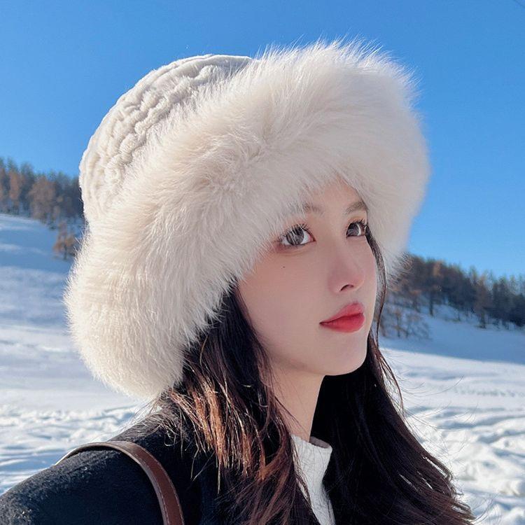 东北哈尔滨雪乡旅游防寒装备帽子女加厚保暖显脸小适合拍照兔毛帽
