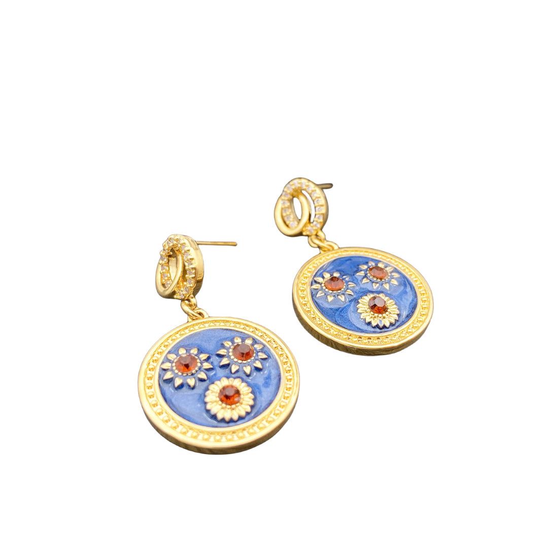 铜合金耳饰 7019  鹏外贸复古饰品 轻奢时尚金色优雅精致个性