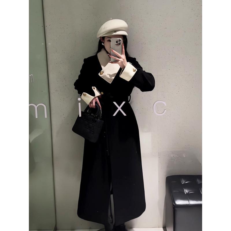 羽绒服女冬季新款法式小香风气质高级感撞色拼接显瘦加厚呢子大衣