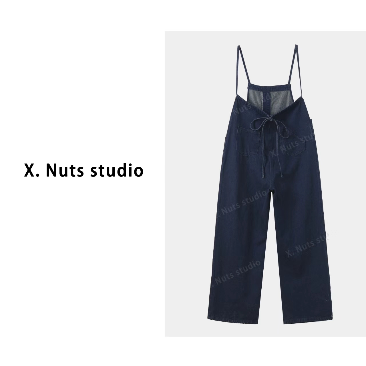 “X.Nuts-活力女孩“定制水洗做旧高级感连体百搭牛仔背带裤女