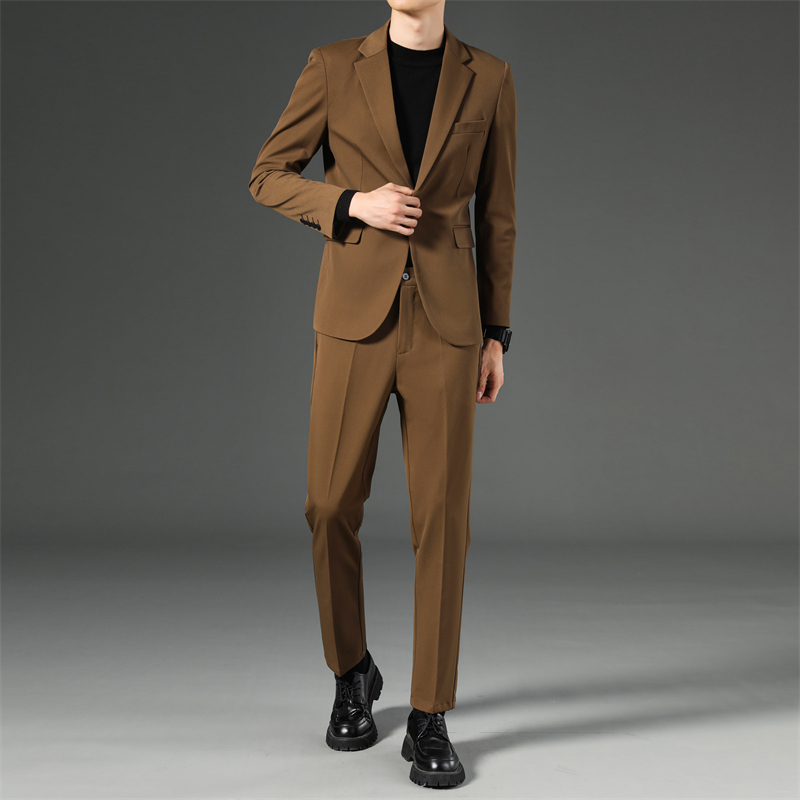 啄木鸟西装套装男坠感秋季修身西裤男士休闲裤子韩版潮流宽松小西