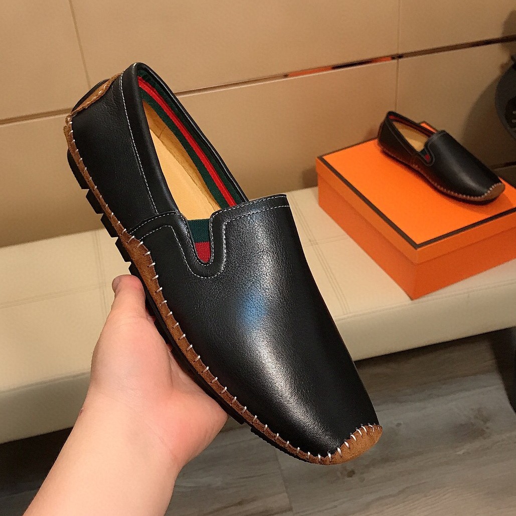 欧美潮流豆豆鞋男鞋夏季透气新款懒人休闲皮鞋软底真皮一脚蹬驾车