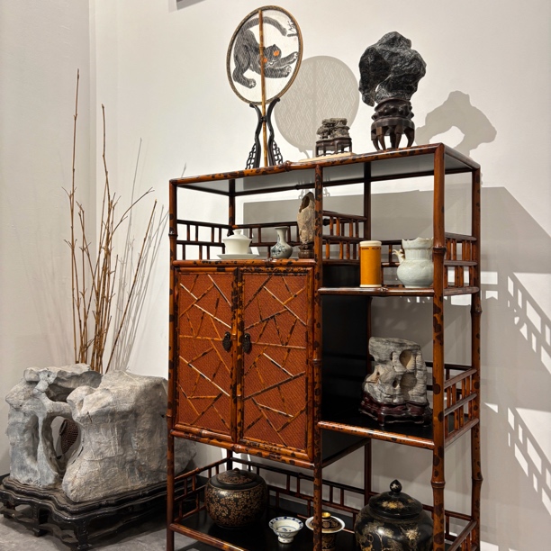 湘妃竹多宝阁茶器古玩收纳柜落地茶柜储物柜