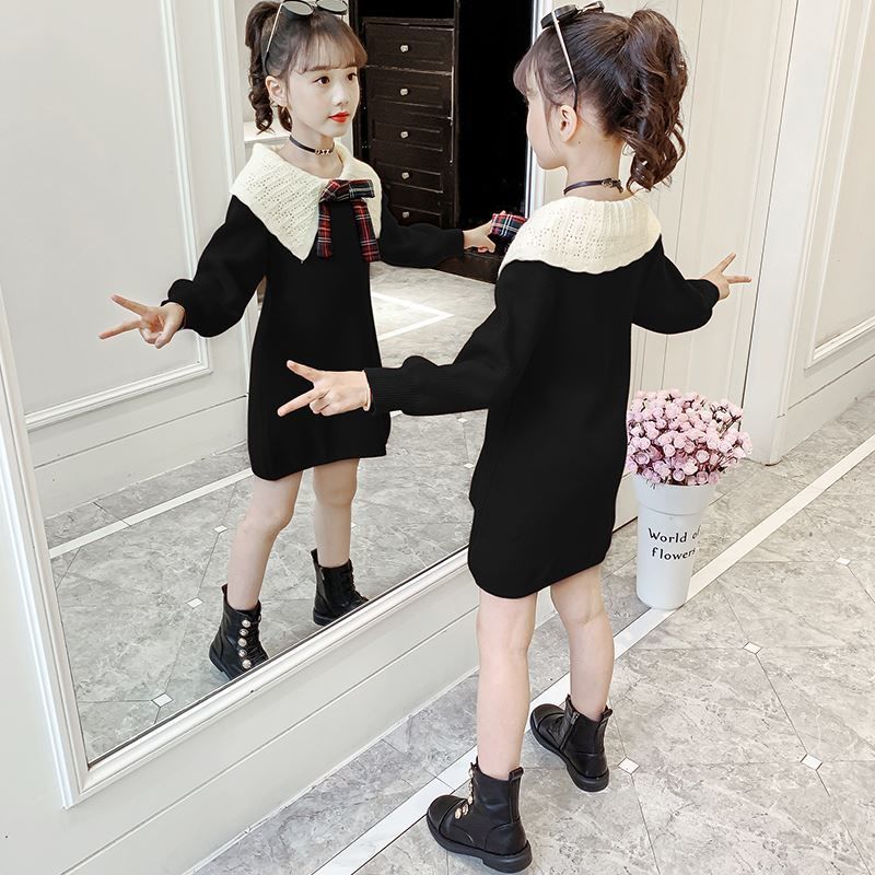 女童卫衣裙春秋装2023新款韩版儿童女孩中长款大童洋气长袖连衣zt