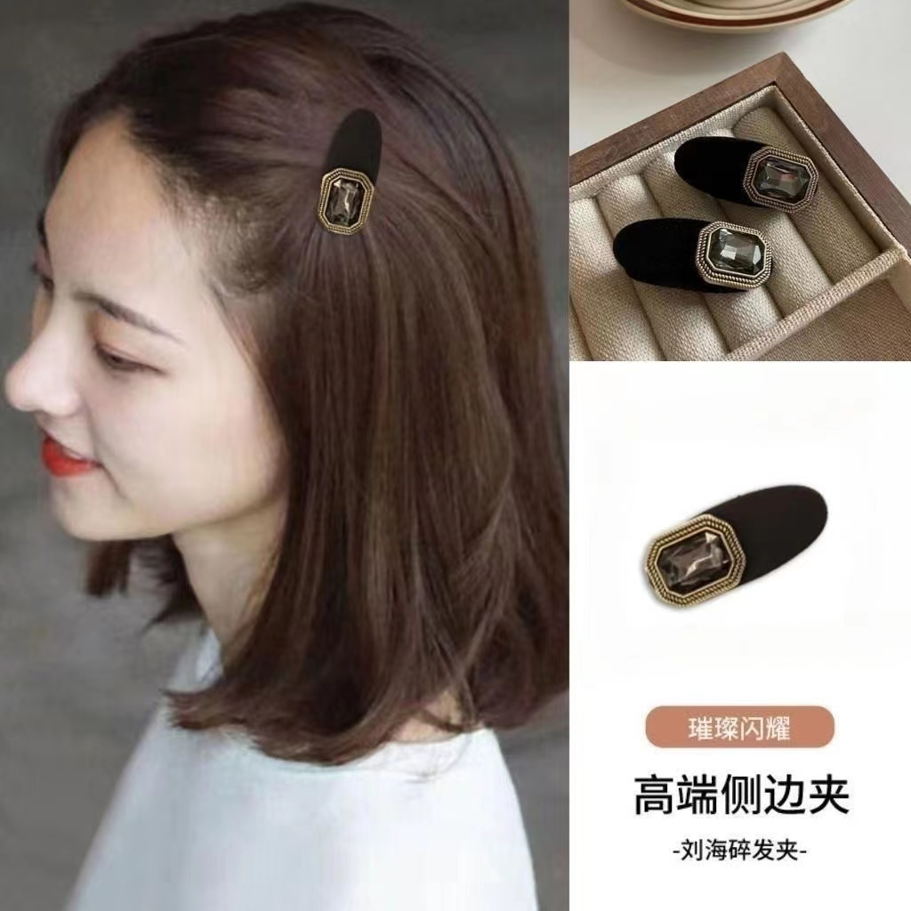 小发卡鸭嘴夹丝绒字母头发女刘海夹韩国边夹山茶花头饰夹子碎发夹