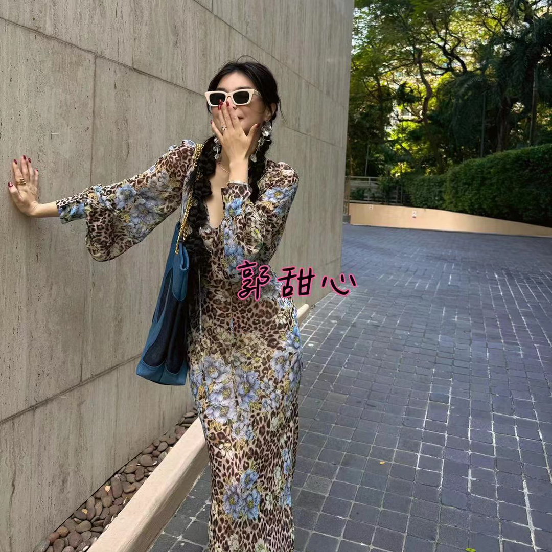 【绿野仙踪】早春新款时尚豹纹印花气质女神连衣裙012101