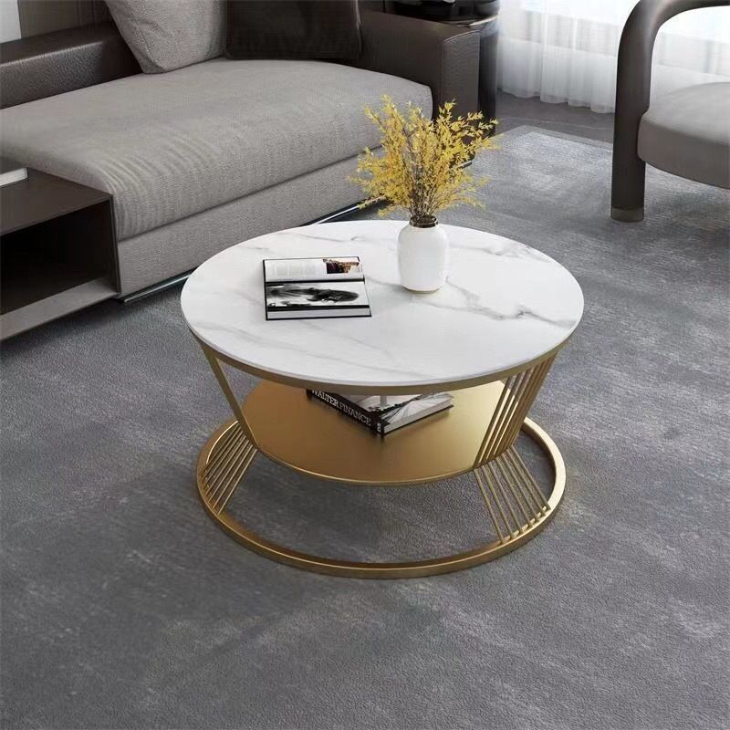 岩板茶几客厅家用简约圆形小桌子大理石轻奢现代网红小户型茶几桌