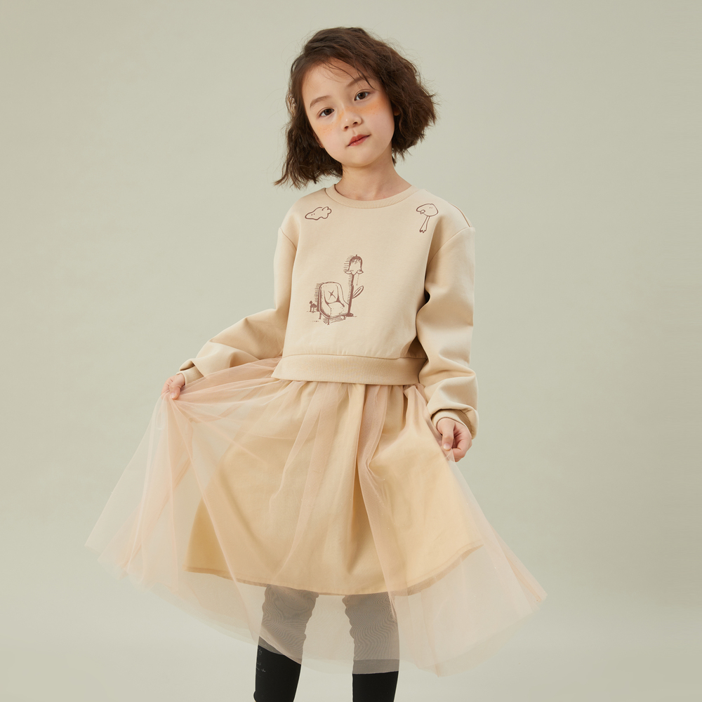 1美家m0系列女童空气层连衣裙春秋C4-5-306