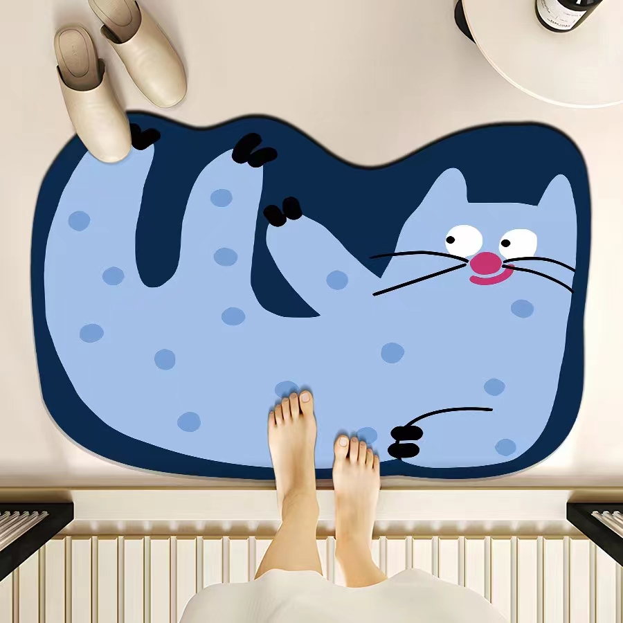 硅藻泥地垫卡通异型小猫厕所门口脚垫淋浴房吸水速干易打理地垫