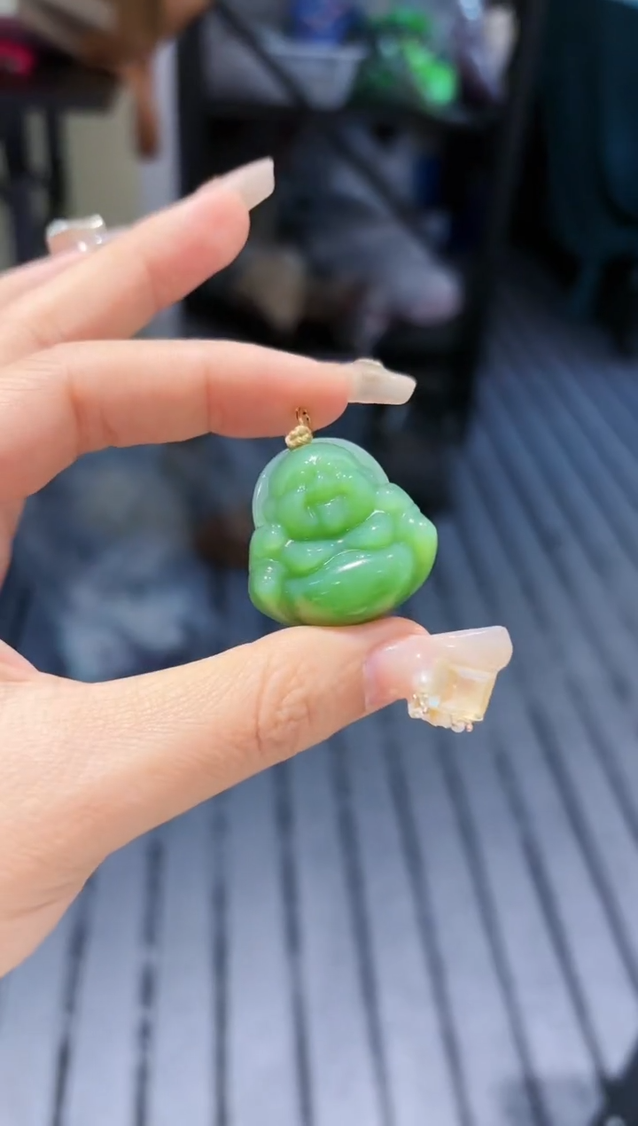 【闪购商品】和田玉吊坠(不含链)18K金镶嵌猫眼大佛公