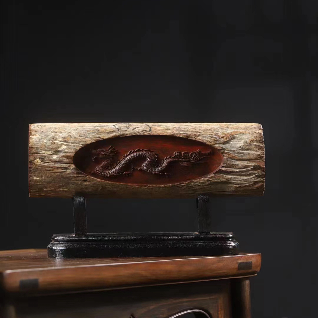 印度小叶紫檀横财龙摆件纯手工雕刻拆房老料高端精品家居文玩收藏