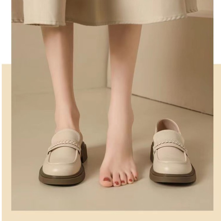 软底软皮乐福鞋女2024年百搭粗跟日系小皮鞋平底夏季休闲单鞋女