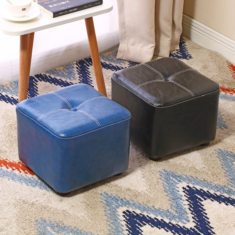 轻奢家用小凳子皮凳子皮墩凳茶几客厅成人矮凳换鞋凳沙发凳方凳子