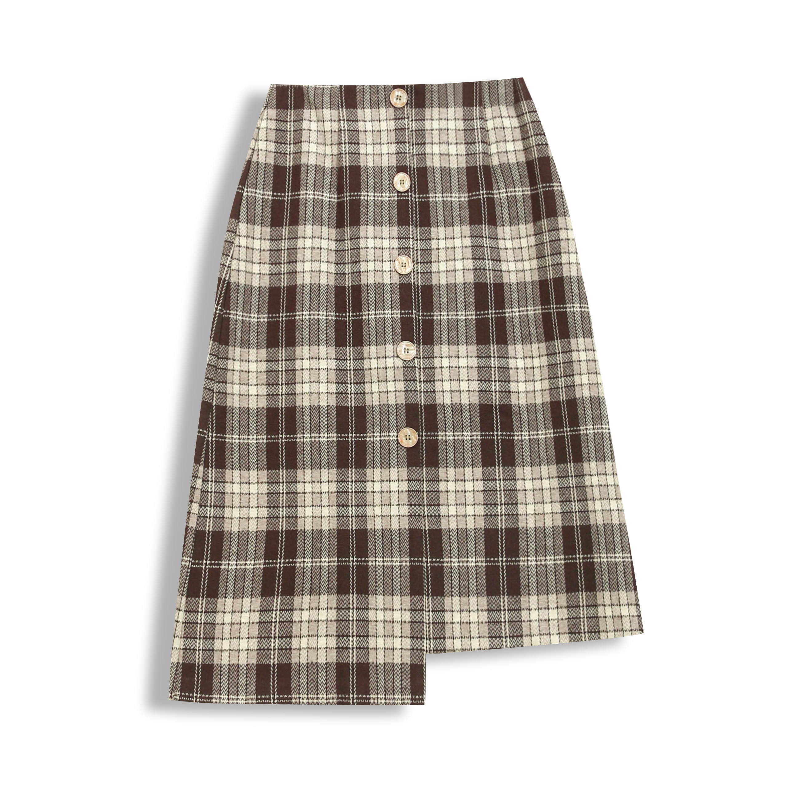 宁熙ec原创新款松紧腰格纹半身裙女撞色设计A字裙91217-5