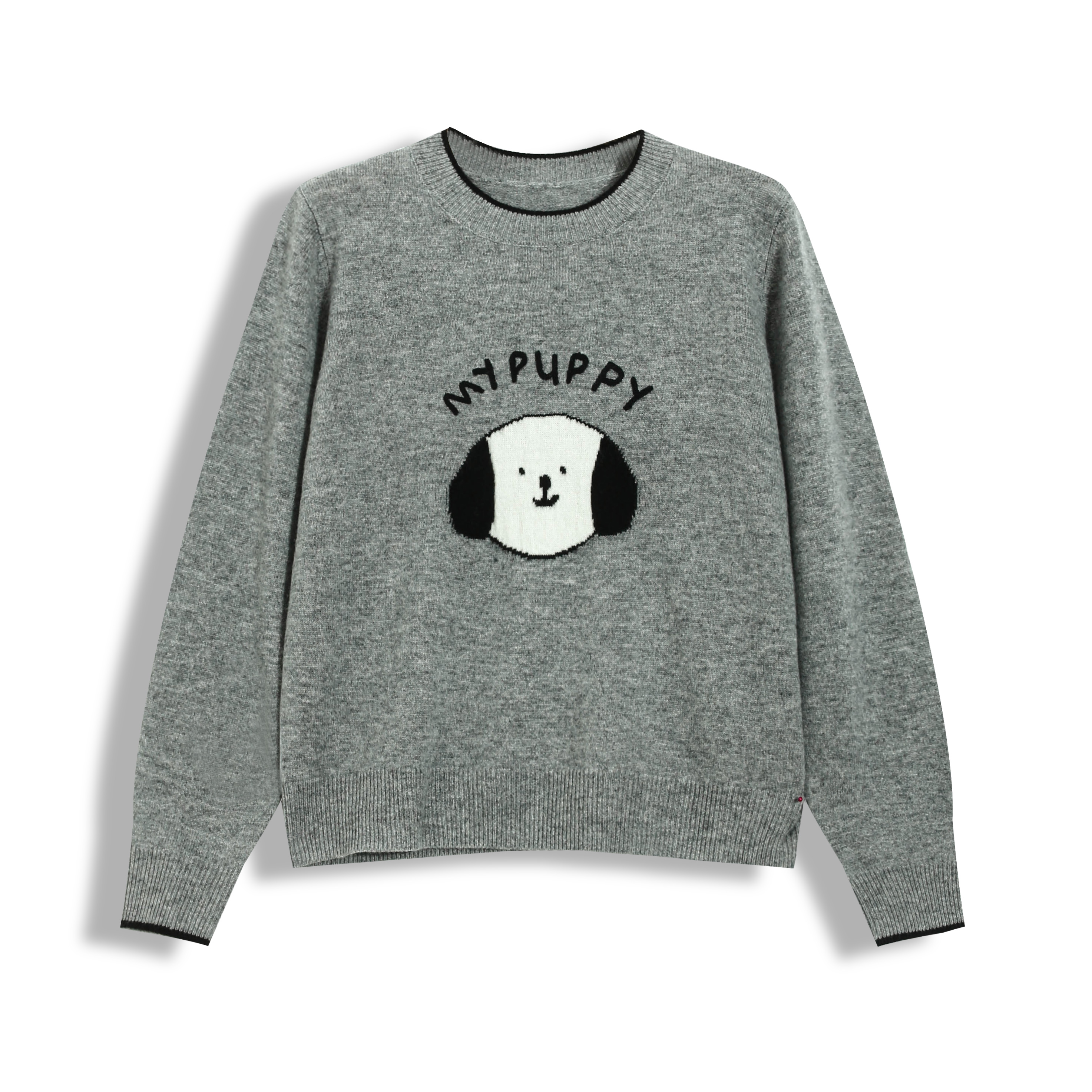 宁熙ec原创卡通小狗长袖上衣女宽松可爱羊毛针织衫女W818