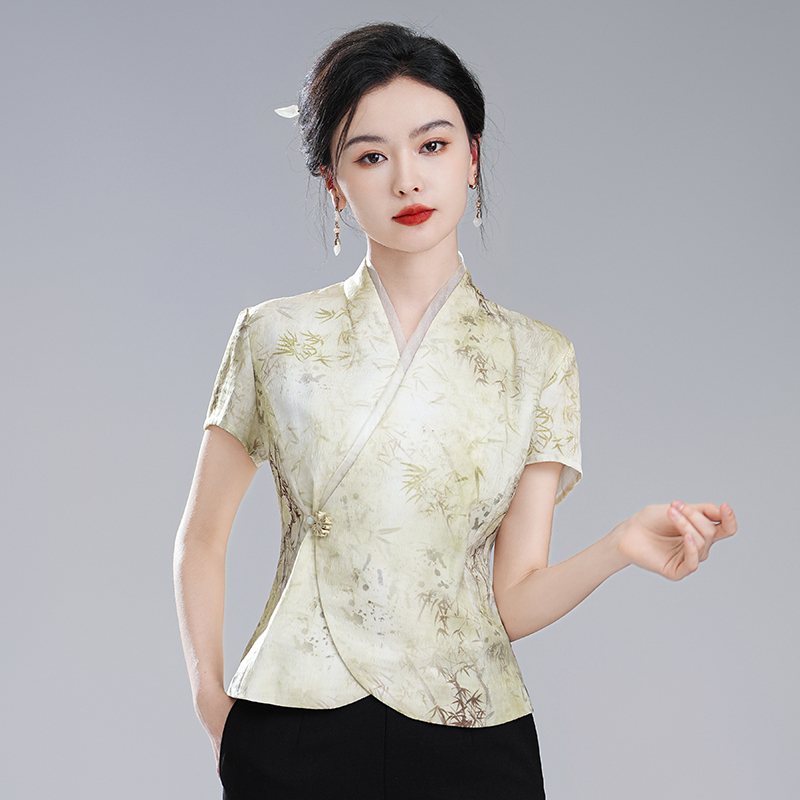 秀观唐漠竹2025夏装新款新中式国风汉服交领日常改良旗袍唐装上衣