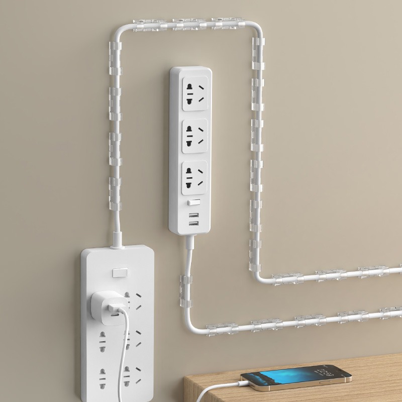 装饰挂钩i电线理线器走线线卡自粘网线固定免打孔插座排插卡扣夹