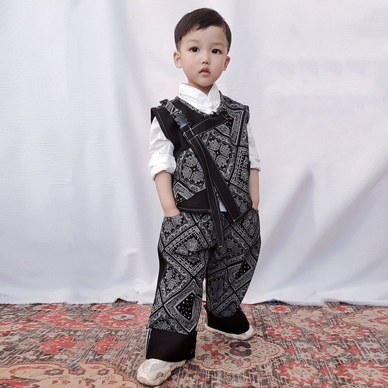 儿童藏服马甲裤子套装民族风服装男童帅气潮款夏季新款日常穿搭