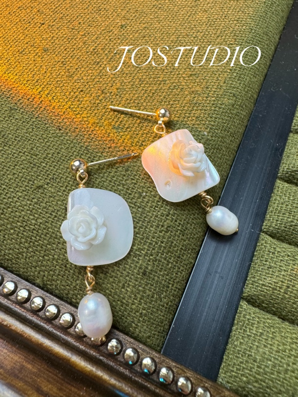 铜贝壳项链 中古饰品小众设计师品牌轻奢高货珍珠耳钉