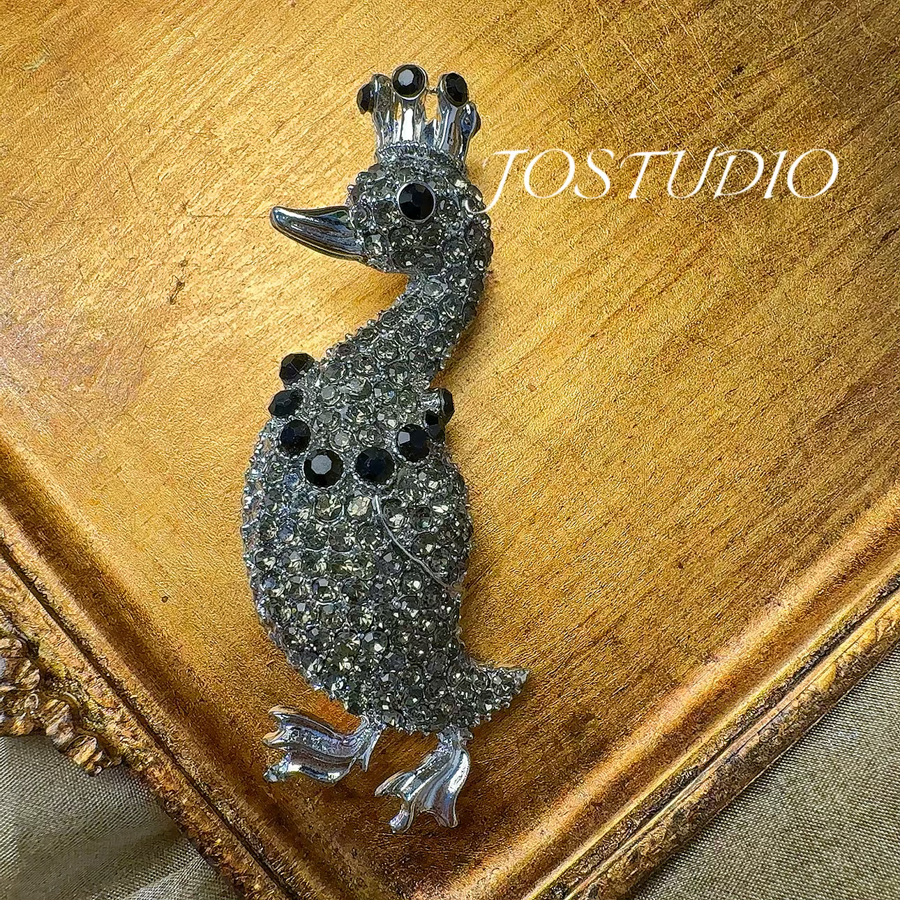 铜锆石胸针 中古国风外贸胸针小众设计师品牌优雅鸭