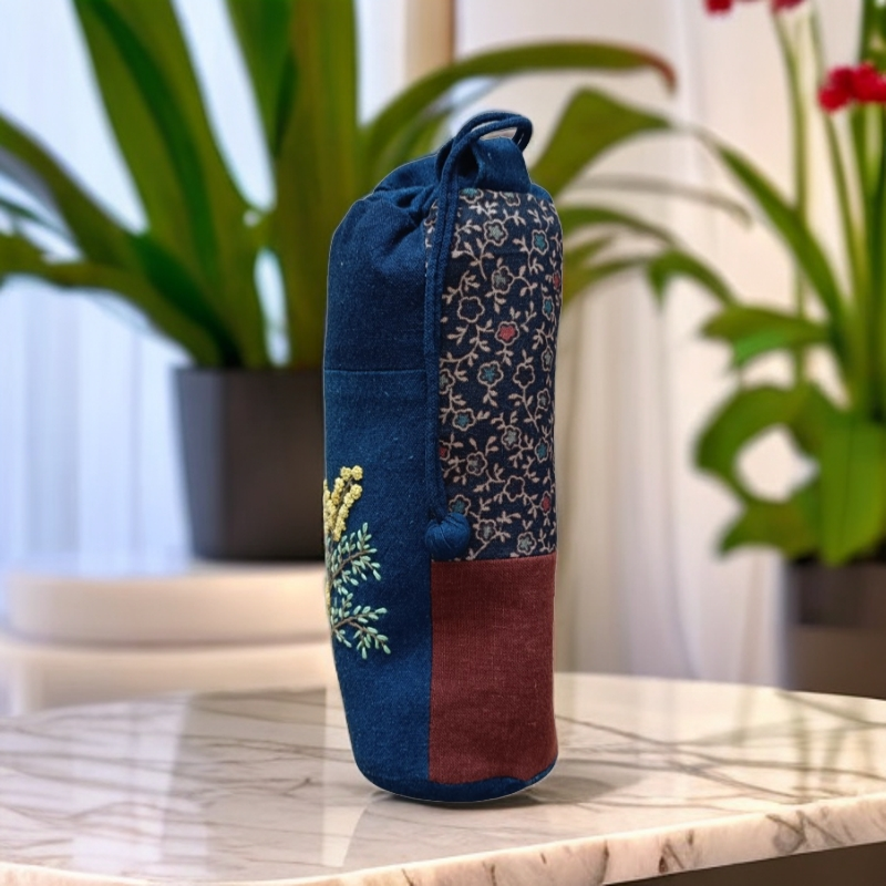 【水杯包】九章號原创  刺子绣水杯包、保温杯套  植物染手工拼布