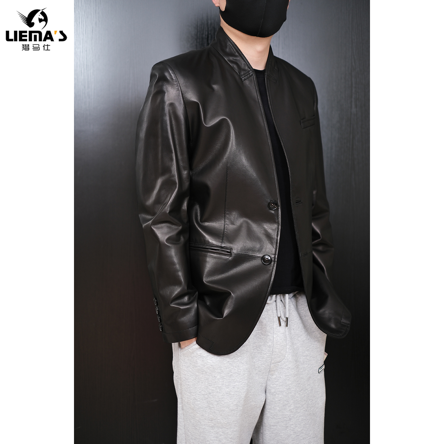 【特价】LM602春秋季男士商务中款小西装领绵羊皮皮衣夹克休闲外套