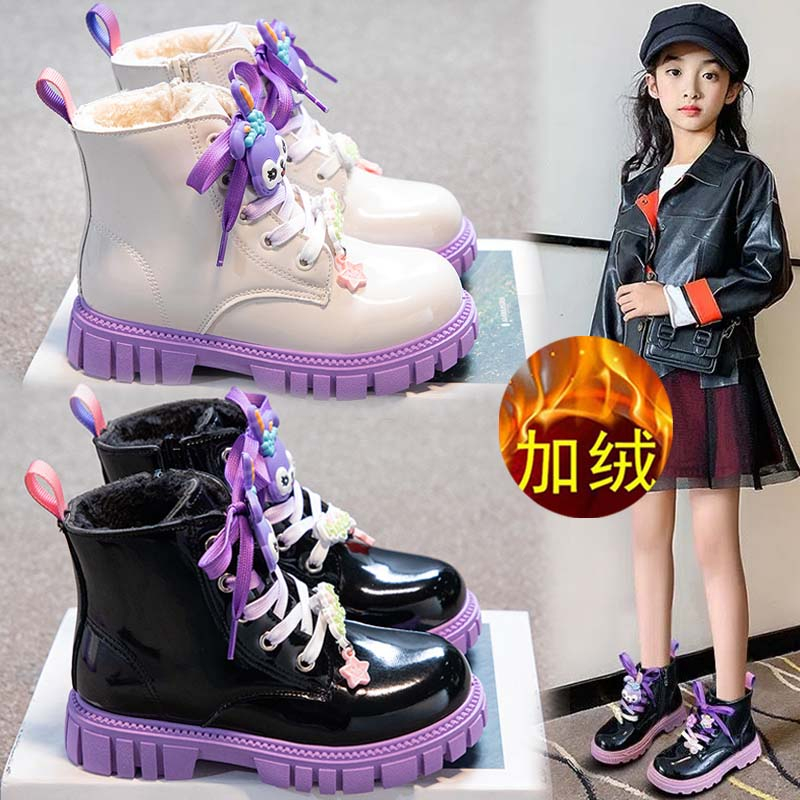 2023冬季新款童鞋马丁靴儿童小皮靴小学生鞋女童鞋保暖防滑雪地靴