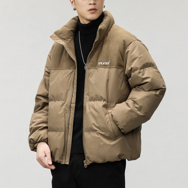 潮牌羽绒服男士2023秋冬新款休闲保暖立领棉服冬季加厚外套男款