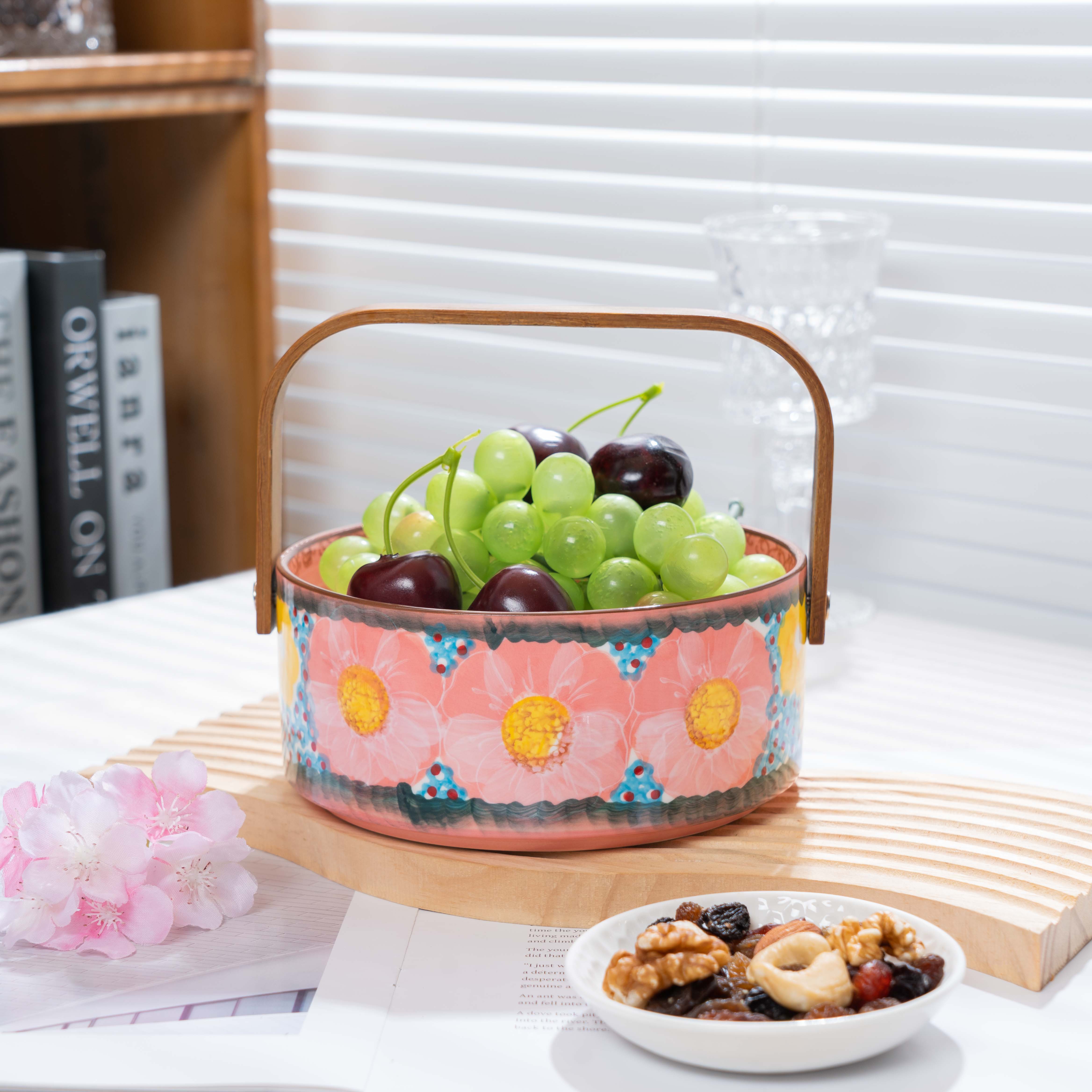 【SILESIA/出口原单】手绘樱花雪月-6英寸水果提篮