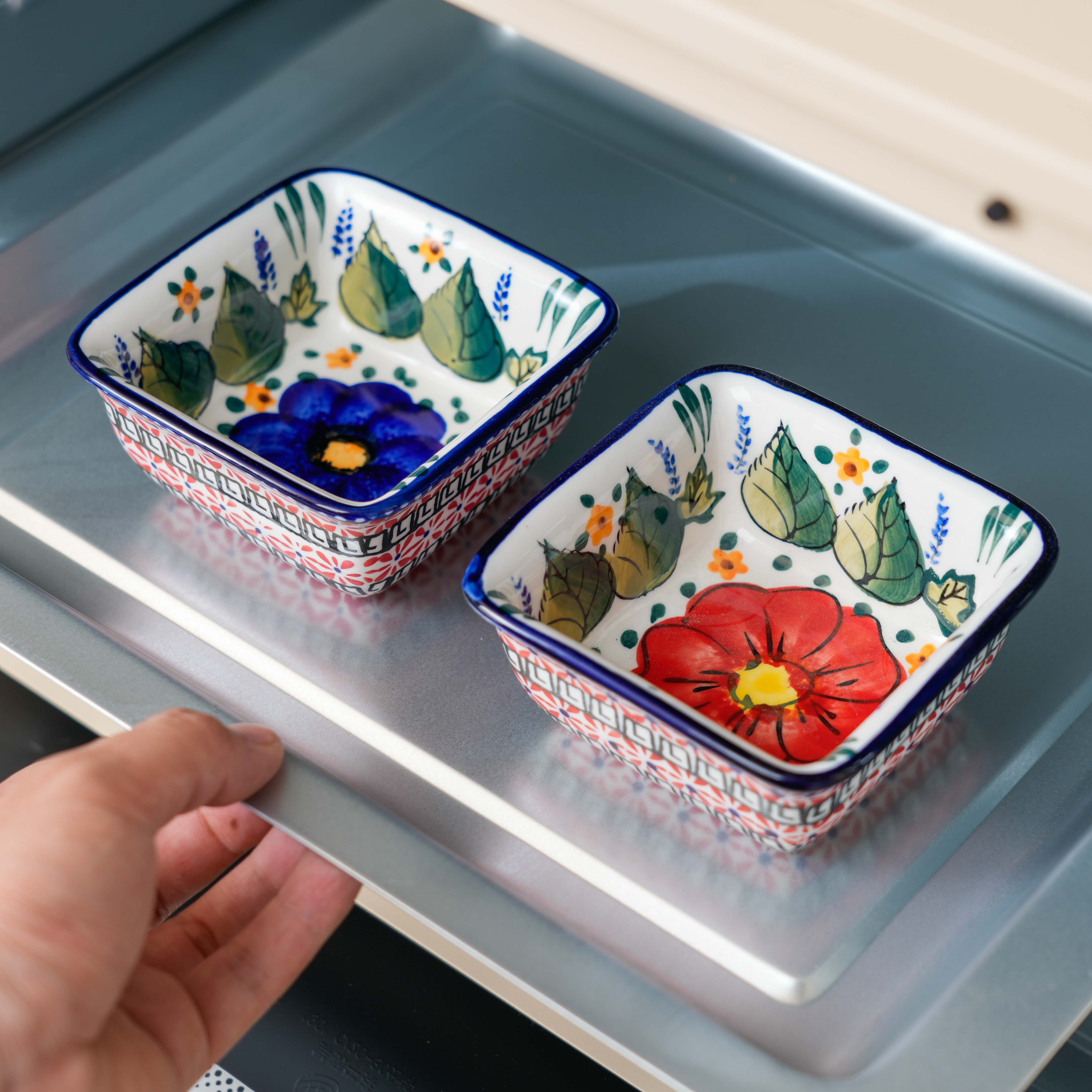  【SILESIA/出口原单】手绘西里西亚-4英寸四方烤碗两个装