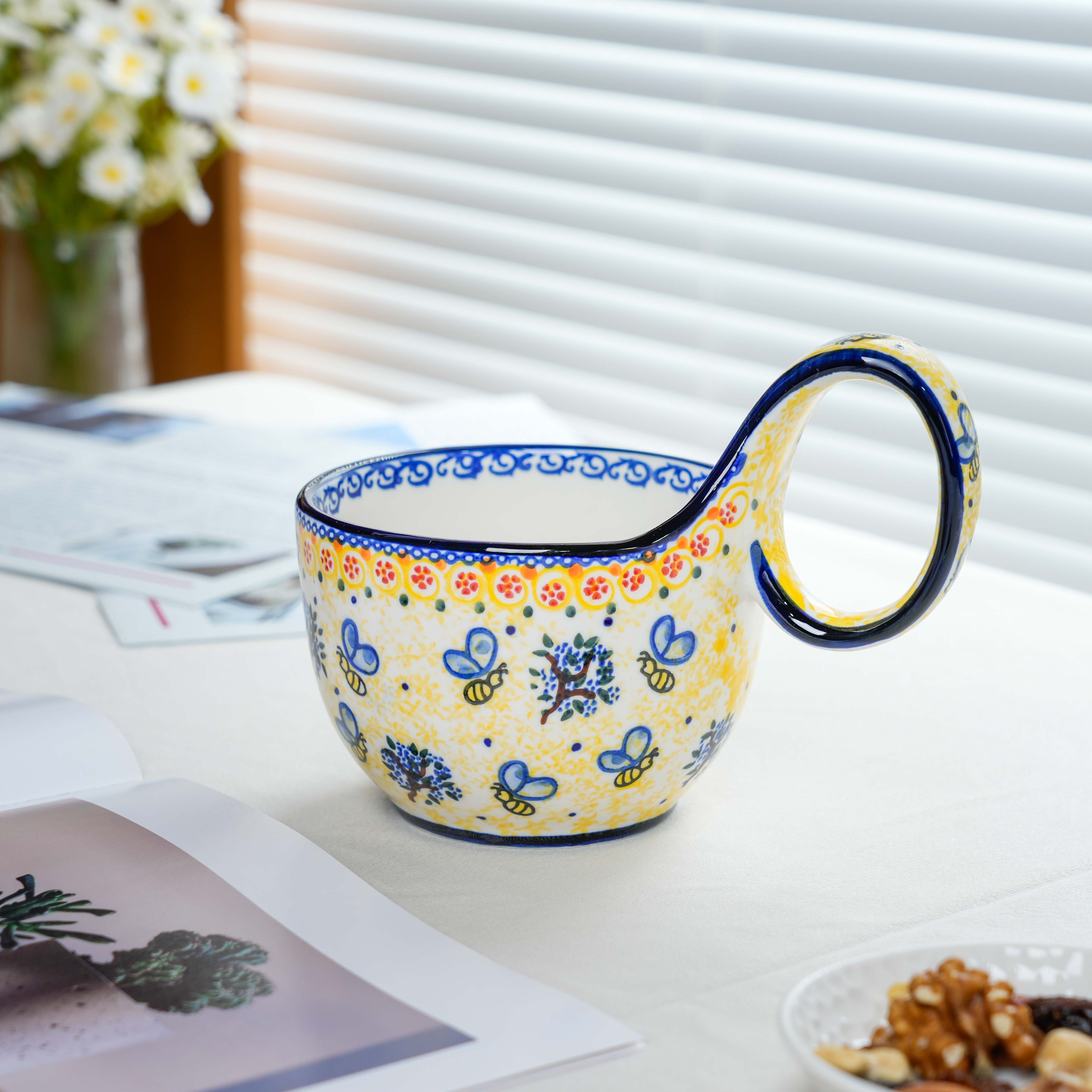 【SILESIA/出口原单】手绘小蜜蜂-450ml曲把杯两件套