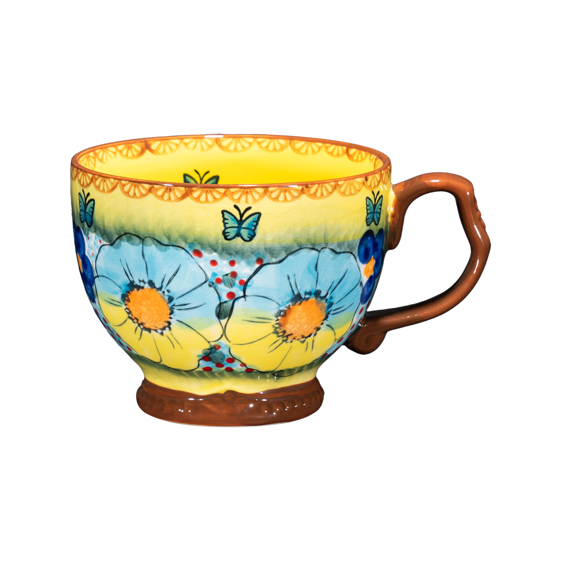 【SILESIA/出口原单】手绘琉璃黄彩-800ml早餐杯