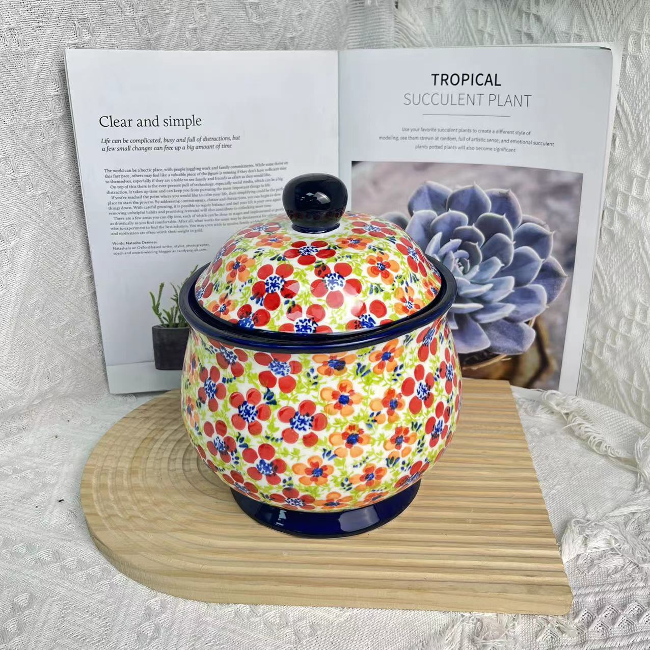 【SILISIA/出口原单】手绘釉下彩-2.5L猪油罐油泼辣子罐