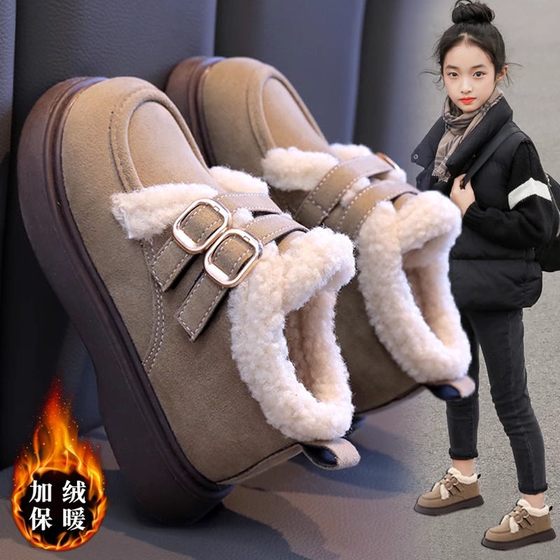 女童鞋棉鞋冬款2023新款儿童雪地靴防滑勃肯鞋女孩加绒保暖大棉靴