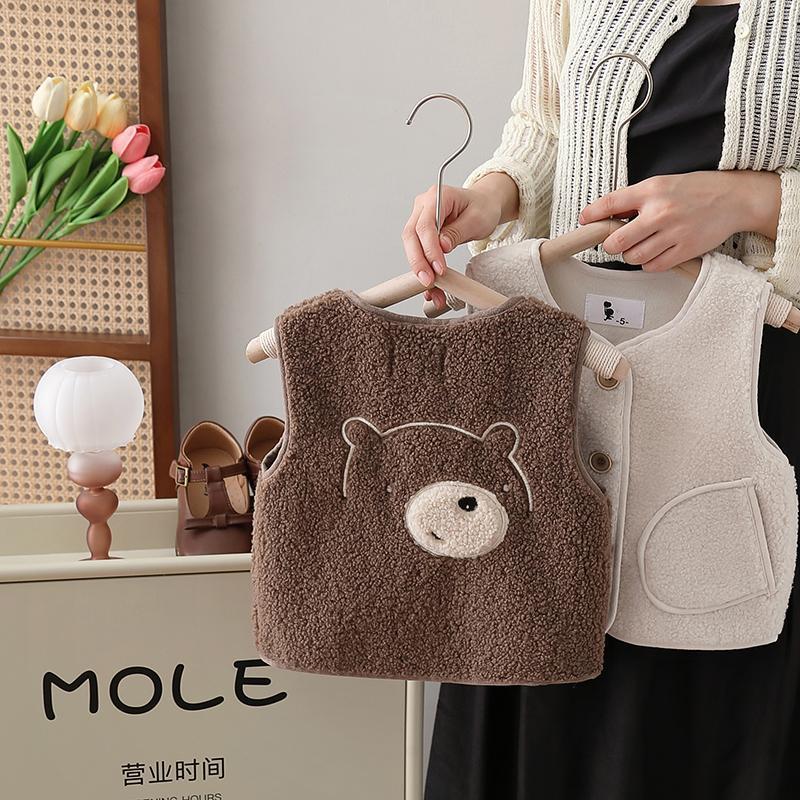 儿童毛毛马甲2025秋冬新款男女童羊羔绒加绒背心宝宝百搭保暖马夹