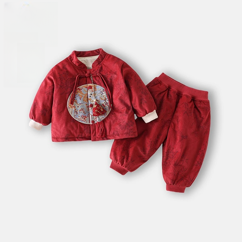 国风男童唐装套装秋冬装25新款儿童衣服男宝宝加厚周岁礼服拜年服