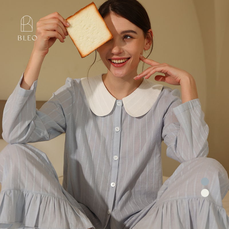 BLEO【赵今麦同款】春夏新品棉提花娃娃领睡衣套装女士可外穿家居服