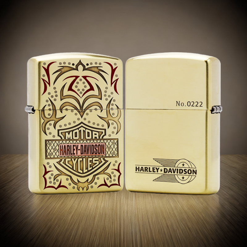 ZIPPO/之宝镶嵌【火焰】黄铜盔甲正品煤油打火机KF-DF