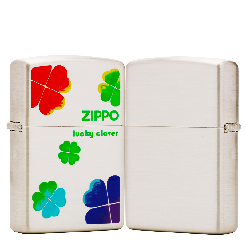 ZIPPO/之宝镀银【四叶草】正品煤油打火机KF-DF
