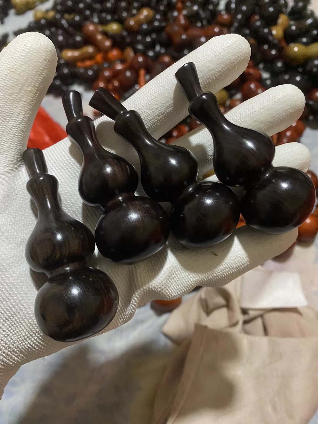 紫光檀葫芦福禄摆件手把件高度7.5直径2.8