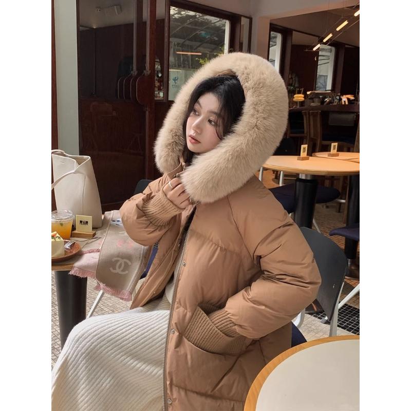 波司澄羽绒服女2023年新款中长款高级感炸街加厚爆款连帽网红毛领