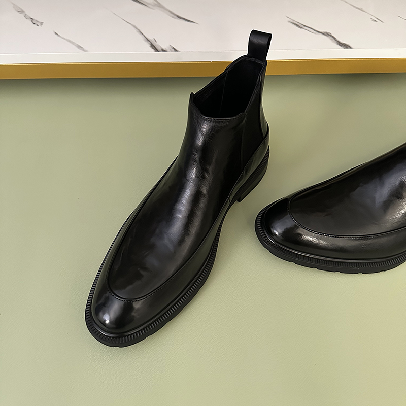 秋冬保暖新款男士英伦切尔西厚底真皮短靴软底软面商务休闲时尚