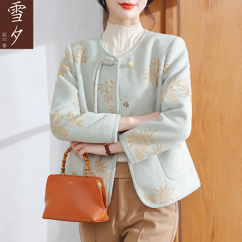 【雪夕】妈妈秋装洋气呢子上衣中老年女高贵毛呢Z-X-HFFED893